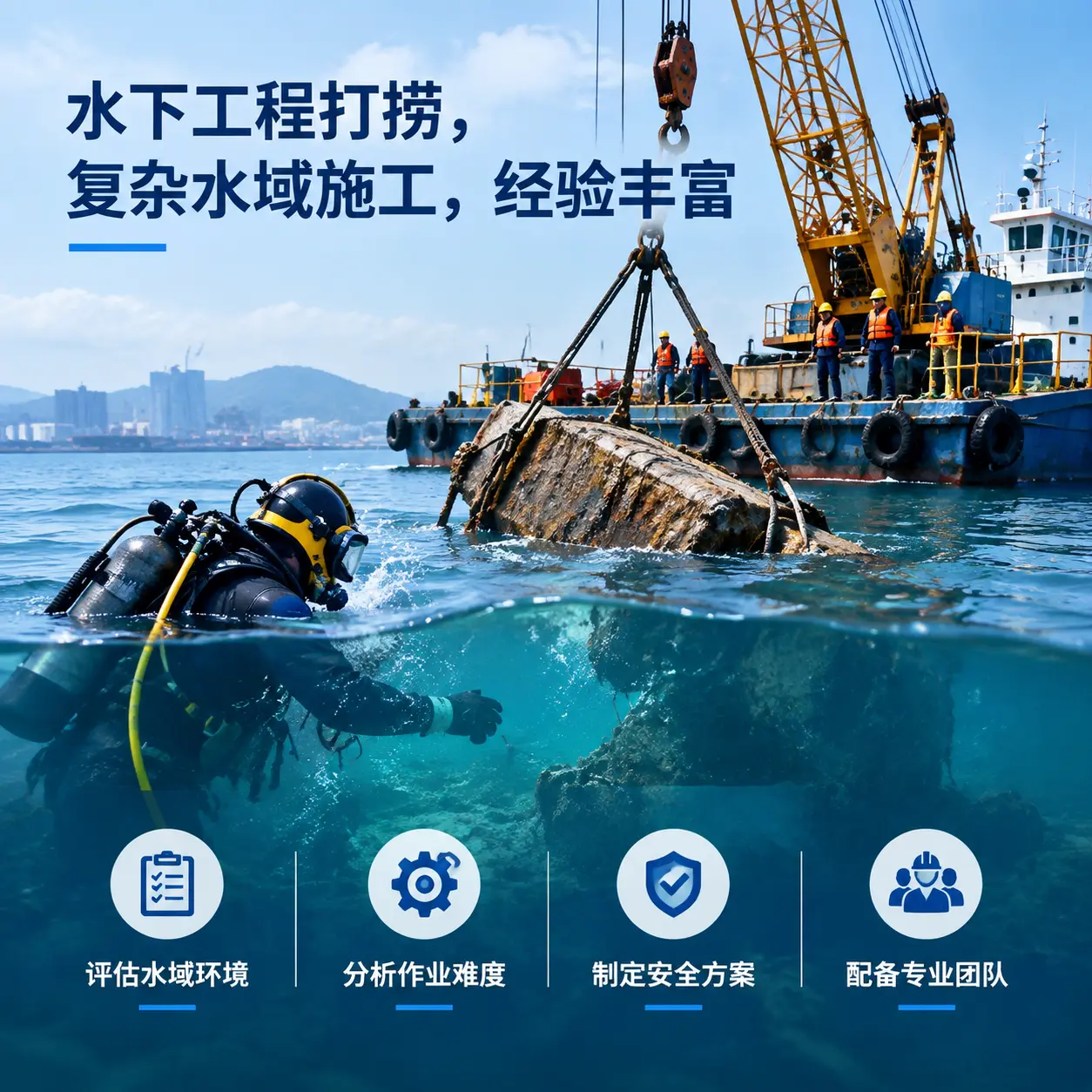 水下工程打捞,复杂水域施工,经验丰富平乡